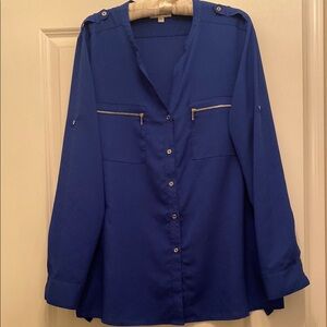 Women's Blue Button-Up Top